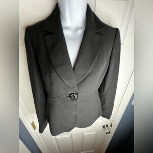 Vtg Ann Taylor Petites 0 Black Blazer Suit Jacket Single Button Career 0P